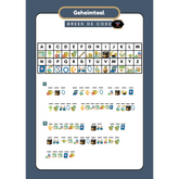Codebreker puzzel met lettersymbool sleutel in Ramadan Activiteitenboek voor kinderen